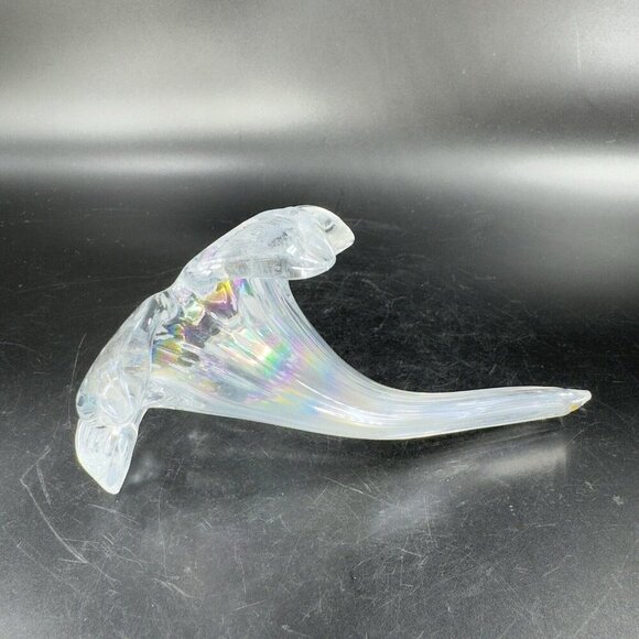 Vintage Silvestri Clear Iridescent Glass Flower With Stem Figurine Decor Glass - Picture 12 of 13